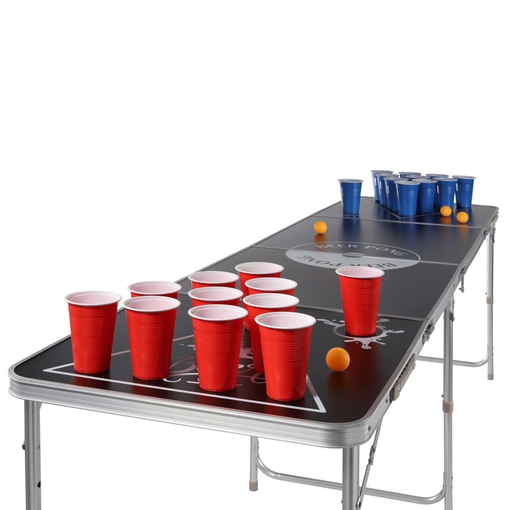 Sulankstomas Beer Pong žaidimo stalas, juodas, reguliuojamo aukščio kaina ir informacija | Vakarėliams ir šventėms | pigu.lt