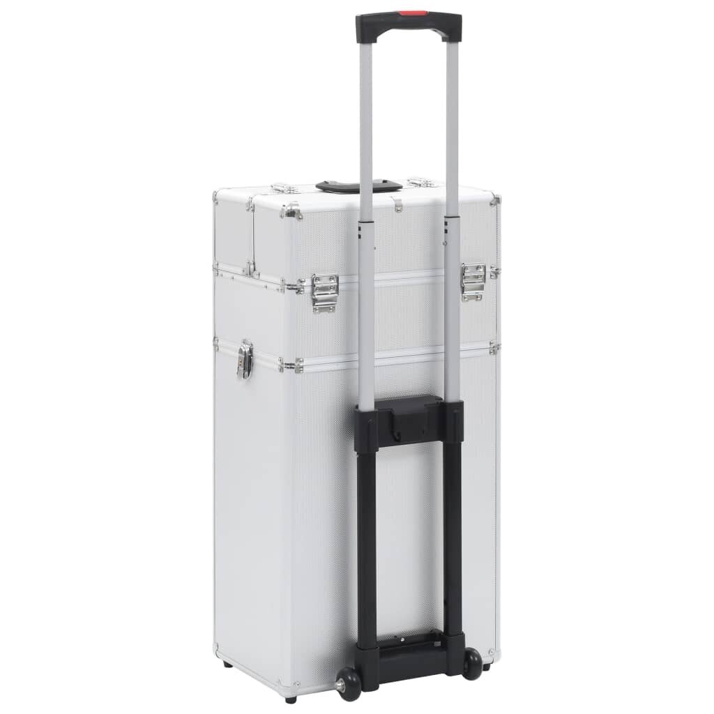 Aliumininis kosmetikos lagaminas su ratukais 41x68x27cm, sidabrinis kaina ir informacija | Kosmetinės, veidrodėliai | pigu.lt