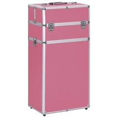 Aliumininis kosmetikos lagaminas su ratukais, rožinis kaina ir informacija | Kosmetinės, veidrodėliai | pigu.lt