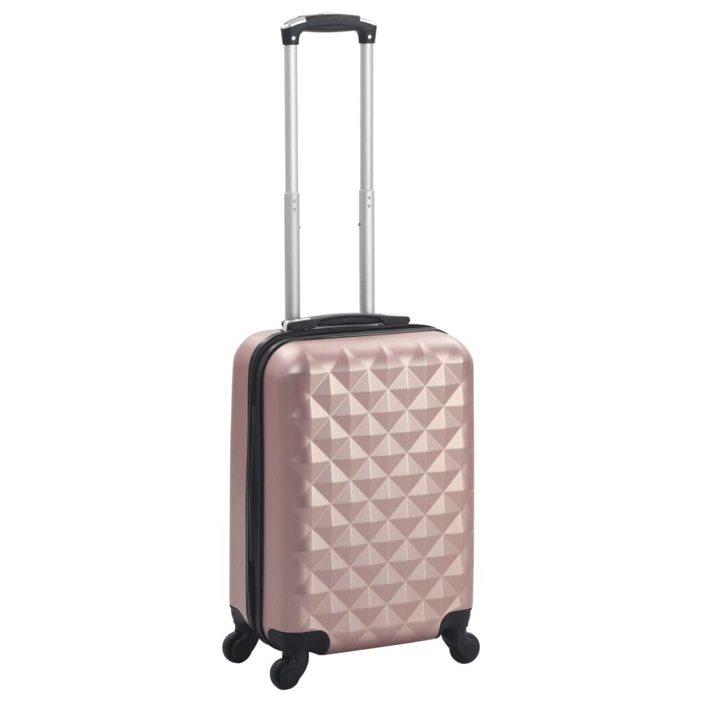 Kieto korpuso lagaminas su ratukais S, rožinis auksinis цена и информация | Lagaminai, kelioniniai krepšiai | pigu.lt