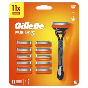 Rinkinys Gillette Fusion5: skustuvas + skutimosi galvutės, 11 vnt. kaina ir informacija | Skutimosi priemonės ir kosmetika | pigu.lt