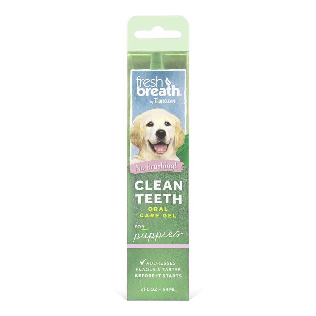 Dantų gelis jauniems šunims Tropiclean Fresh Breath, 59 ml kaina ir informacija | Priežiūros priemonės gyvūnams | pigu.lt