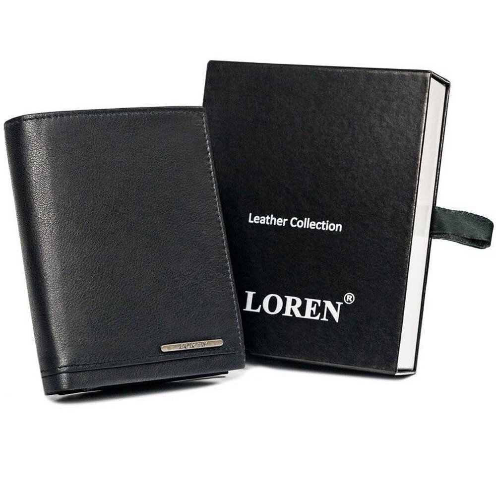 Natūralios odos piniginė vyrams Loren, juoda цена и информация | Vyriškos piniginės, kortelių dėklai | pigu.lt