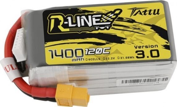 Akumuliatorius Tattu R-Line 3.0 1400mAh 22.2V 120C 6S1P XT60 kaina ir informacija | Išmanioji technika ir priedai | pigu.lt