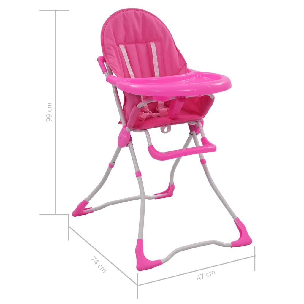 Aukšta maitinimo kėdutė VidaXL, rožinė цена и информация | Maitinimo kėdutės | pigu.lt
