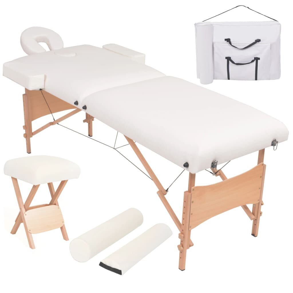 Sulankstomas masažinis stalo ir kėdės komplektas, 2 zonų, baltas цена и информация | Masažo reikmenys | pigu.lt