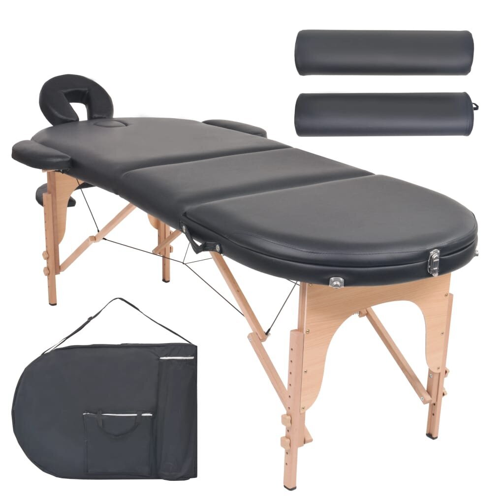 Sulankstomas masažinis stalas, juodas kaina ir informacija | Masažo reikmenys | pigu.lt