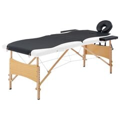 Sulankstomas masažinis stalas, juodas/baltas kaina ir informacija | Masažo reikmenys | pigu.lt