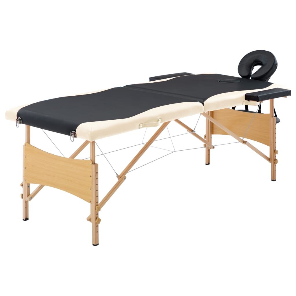 Sulankstomas masažinis stalas, juodas/smėlio kaina ir informacija | Masažo reikmenys | pigu.lt