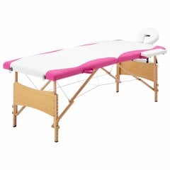 Sulankstomas masažinis stalas, baltas/rožinis цена и информация | Аксессуары для массажа | pigu.lt