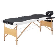 Sulankstomas masažinis stalas, juodas/baltas kaina ir informacija | Masažo reikmenys | pigu.lt