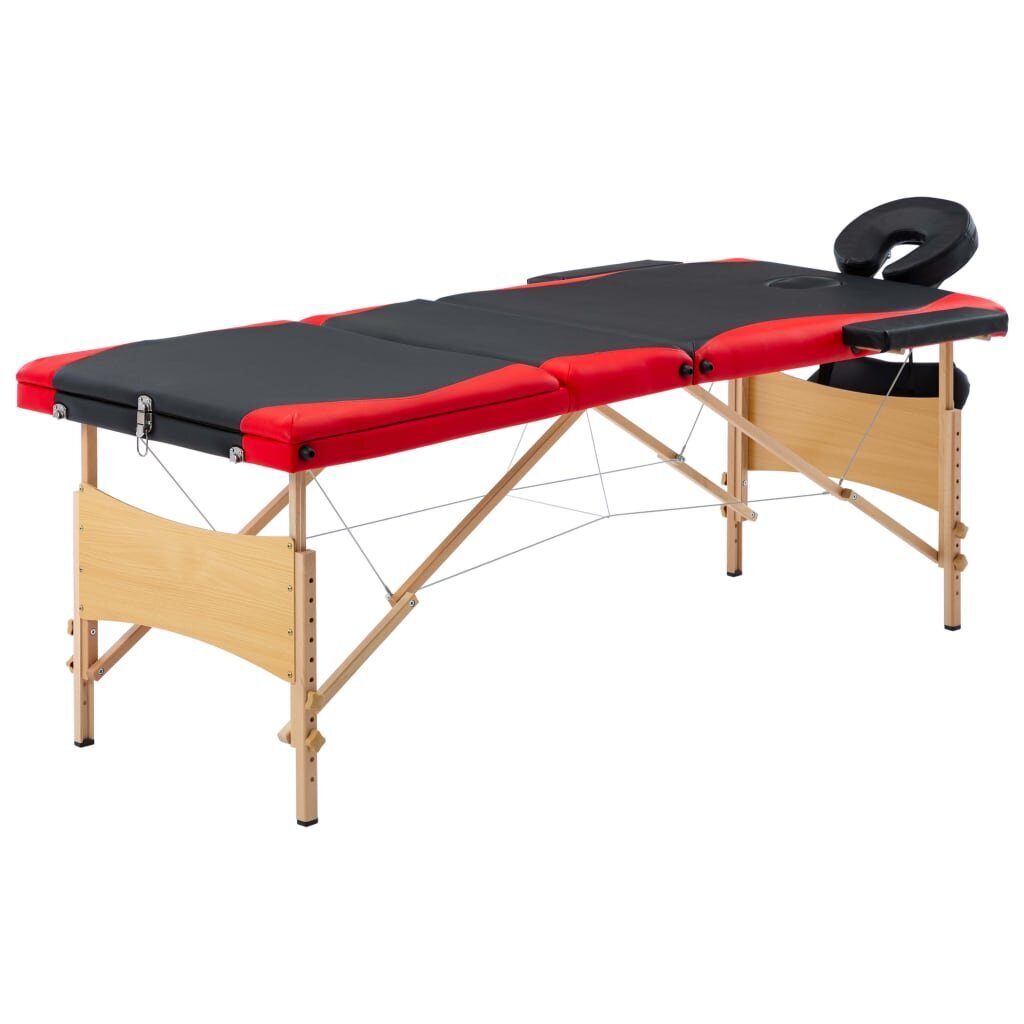 Sulankstomas masažinis stalas, juodas/raudonas цена и информация | Masažo reikmenys | pigu.lt