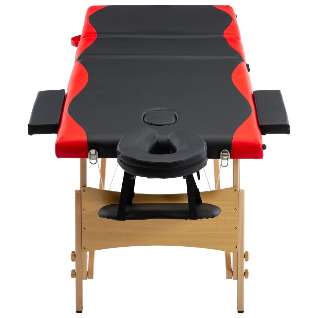 Sulankstomas masažinis stalas, juodas/raudonas kaina ir informacija | Masažo reikmenys | pigu.lt