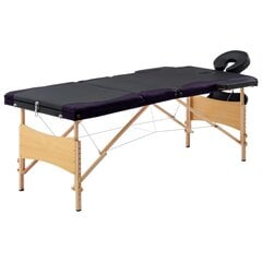 Masažinis stalas, mediena, 3 zonų, juodas ir violetinis цена и информация | Аксессуары для массажа | pigu.lt