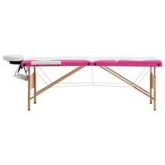 Sulankstomas masažinis stalas, baltas/rožinis kaina ir informacija | Masažo reikmenys | pigu.lt