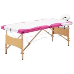 Sulankstomas masažinis stalas, baltas/rožinis kaina ir informacija | Masažo reikmenys | pigu.lt