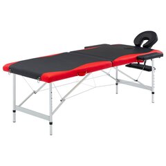 Masažinis stalas, aliuminis, 2 zonų, juodas ir raudonas цена и информация | Аксессуары для массажа | pigu.lt