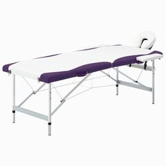 Masažinis stalas, baltas ir violetinis цена и информация | Аксессуары для массажа | pigu.lt