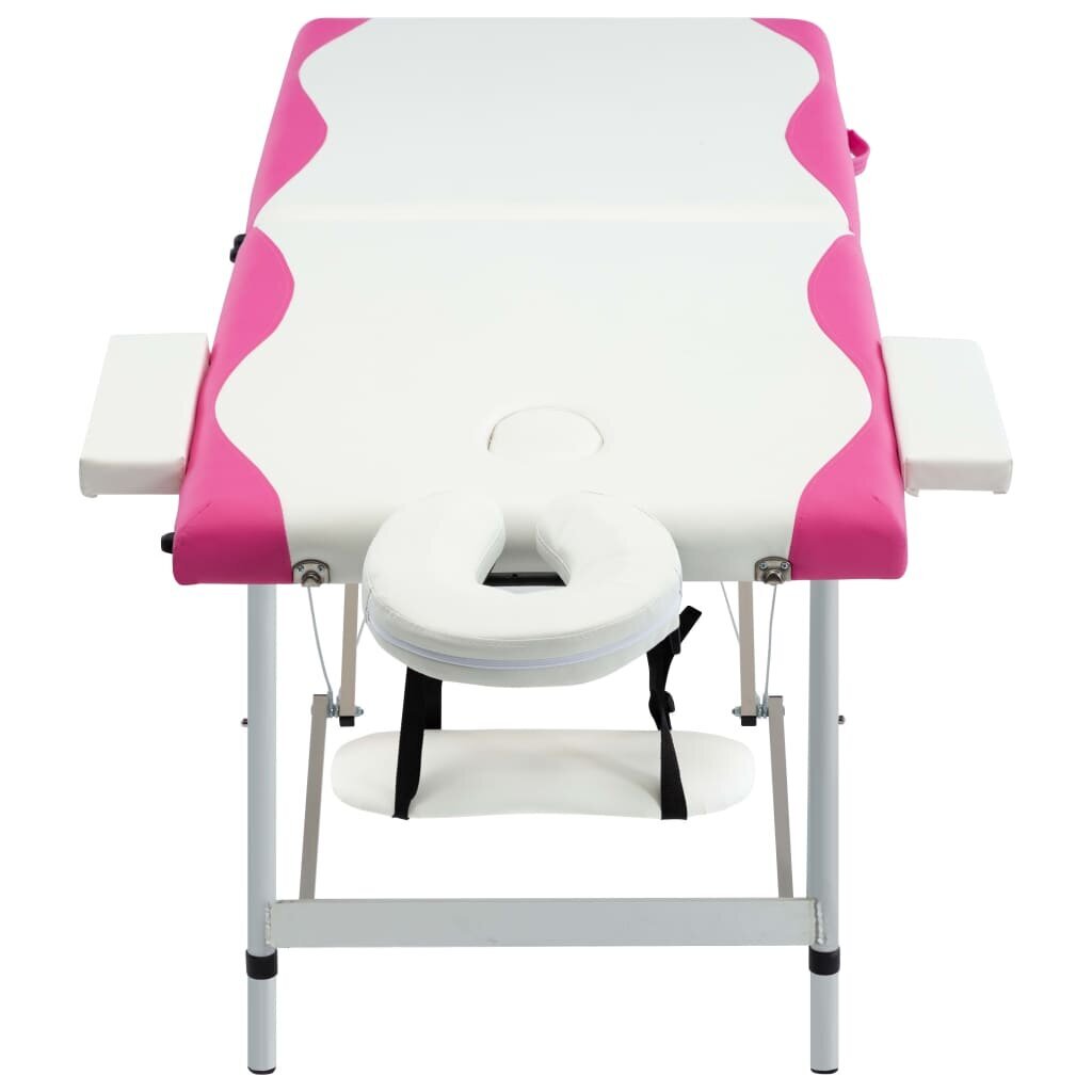 Masažinis stalas, baltas ir rožinis цена и информация | Masažo reikmenys | pigu.lt