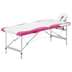 Masažinis stalas, baltas ir rožinis цена и информация | Аксессуары для массажа | pigu.lt