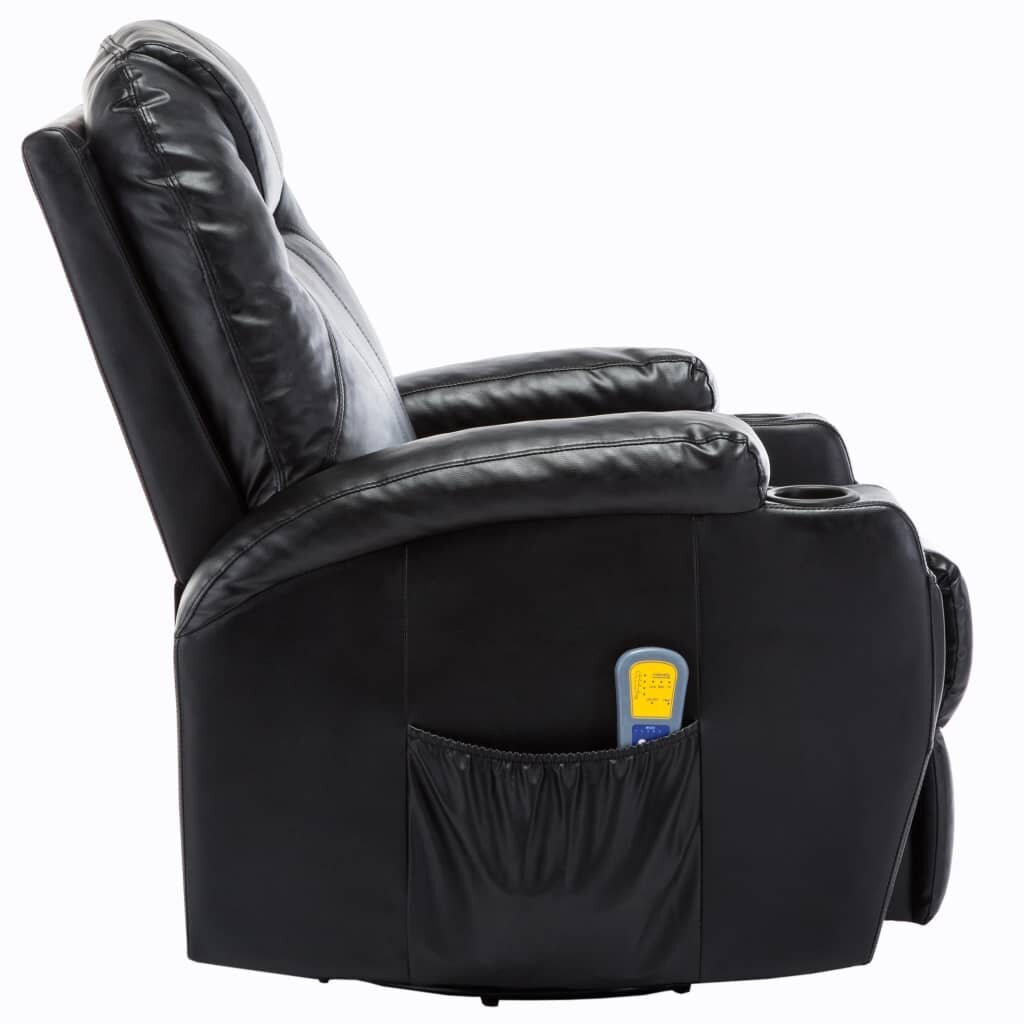 Supamasis masažinis krėslas, juodos spalvos, dirbtinė oda kaina ir informacija | Svetainės foteliai | pigu.lt