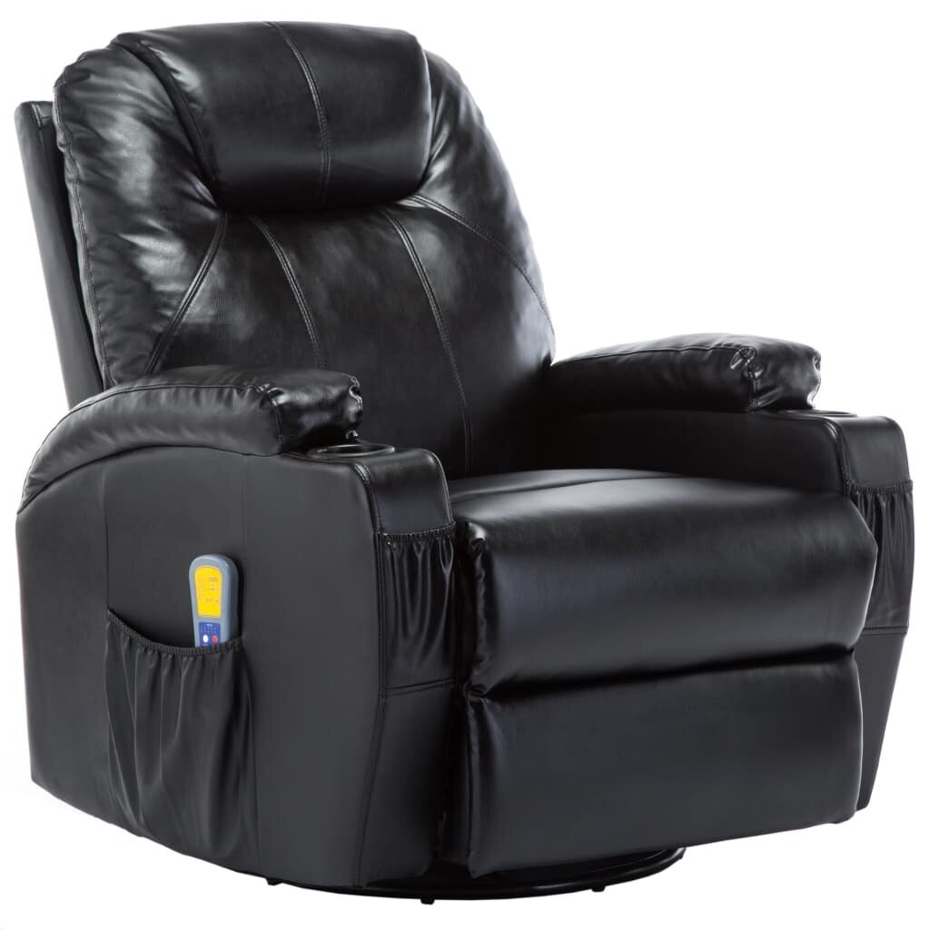 Supamasis masažinis krėslas, juodos spalvos, dirbtinė oda цена и информация | Svetainės foteliai | pigu.lt