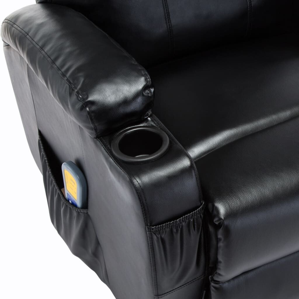 Supamasis masažinis krėslas, juodos spalvos, dirbtinė oda цена и информация | Svetainės foteliai | pigu.lt