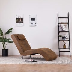 Poilsio gultas su pagalve, rudas, dirbtinė versta oda цена и информация | Кресла в гостиную | pigu.lt