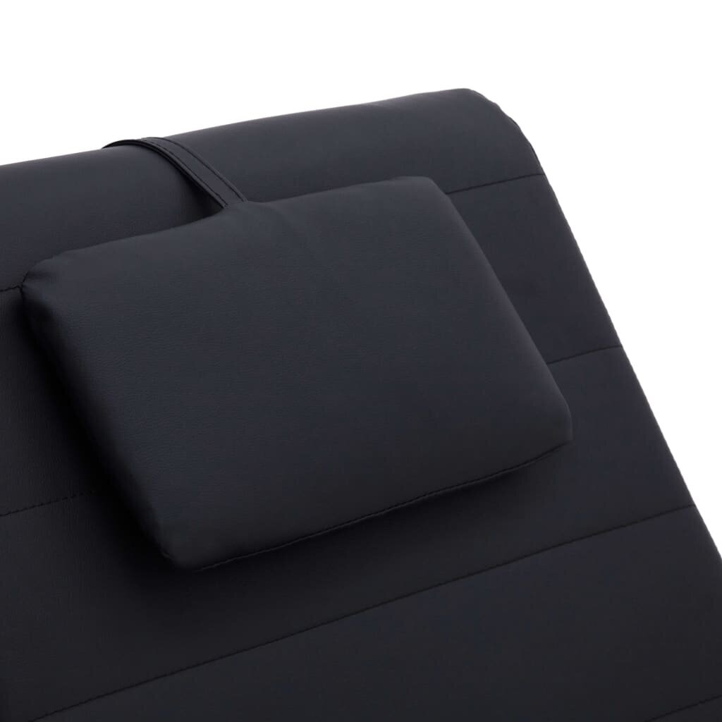 Masažinis gultas su pagalve, juodas, dirbtinė oda kaina ir informacija | Svetainės foteliai | pigu.lt