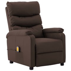 Atlošiamas masažinis krėslas, rudos spalvos, dirbtinė oda kaina ir informacija | Svetainės foteliai | pigu.lt