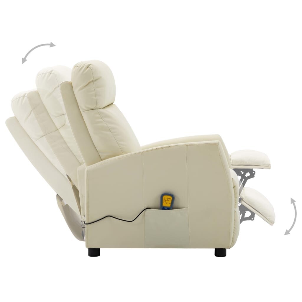 Atlošiamas masažinis krėslas, kreminės spalvos, dirbtinė oda цена и информация | Svetainės foteliai | pigu.lt