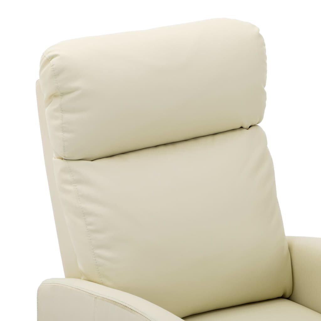 Atlošiamas masažinis krėslas, kreminės spalvos, dirbtinė oda цена и информация | Svetainės foteliai | pigu.lt