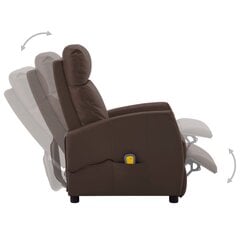 Atlošiamas masažinis krėslas, rudos spalvos, dirbtinė oda цена и информация | Кресла в гостиную | pigu.lt