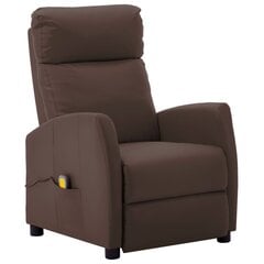 Atlošiamas masažinis krėslas, rudos spalvos, dirbtinė oda цена и информация | Кресла в гостиную | pigu.lt