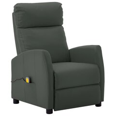 Atlošiamas masažinis krėslas, pilkos spalvos, dirbtinė oda kaina ir informacija | Svetainės foteliai | pigu.lt