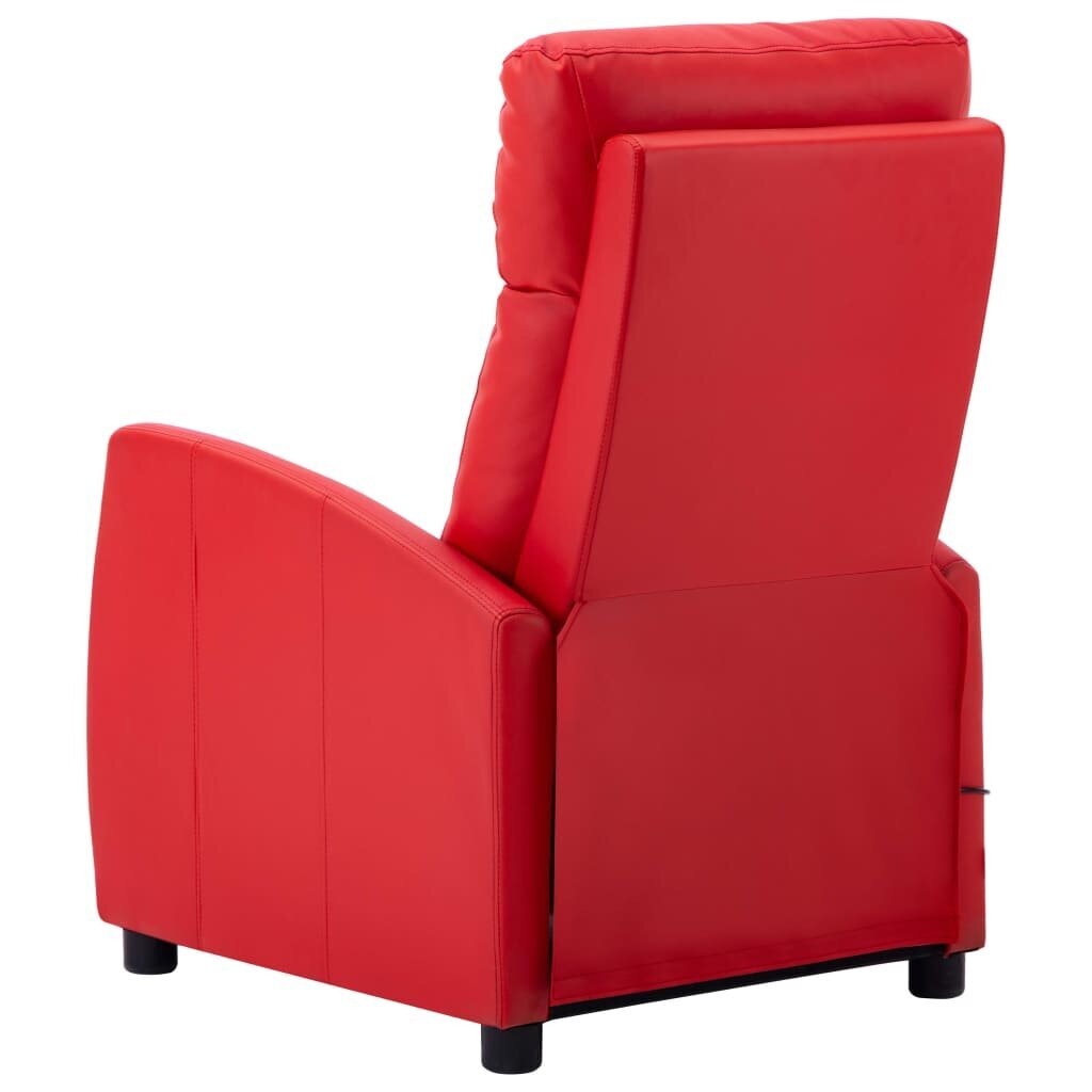 Atlošiamas masažinis krėslas, raudonos spalvos, dirbtinė oda kaina ir informacija | Svetainės foteliai | pigu.lt