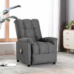 vidaXL Atlošiamas masažinis krėslas, šviesiai pilkos spalvos, audinys kaina ir informacija | Svetainės foteliai | pigu.lt