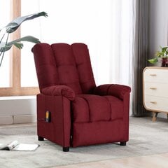 vidaXL Atlošiamas masažinis krėslas, vyno raudonos spalvos, audinys kaina ir informacija | Svetainės foteliai | pigu.lt