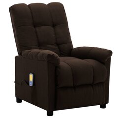 Atlošiamas masažinis krėslas, tamsiai rudos spalvos, audinys цена и информация | Кресла в гостиную | pigu.lt