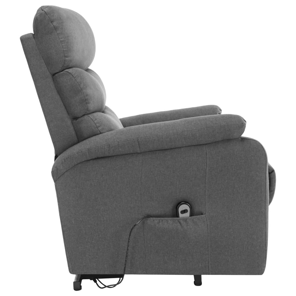 Atsistojantis atlošiamas masažinis krėslas, pilkas, audinys kaina ir informacija | Svetainės foteliai | pigu.lt