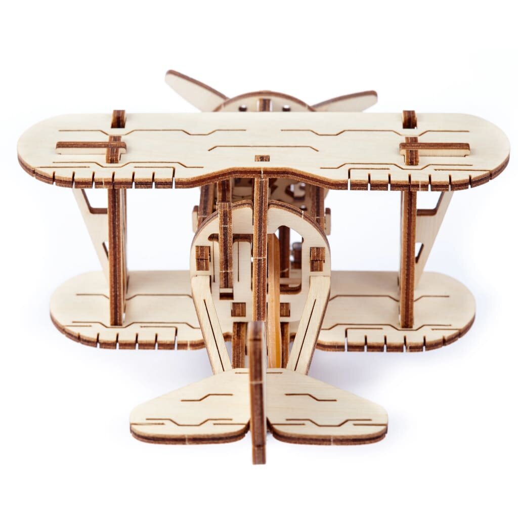 Medinis 3D Wooden city konstruktorius lėktuvas Biplane, 63 detalės цена и информация | Konstruktoriai ir kaladėlės | pigu.lt