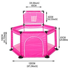 Детский манеж, складной, защитный барьер, розовый «Tavalax» цена и информация | Манежи для детей | pigu.lt