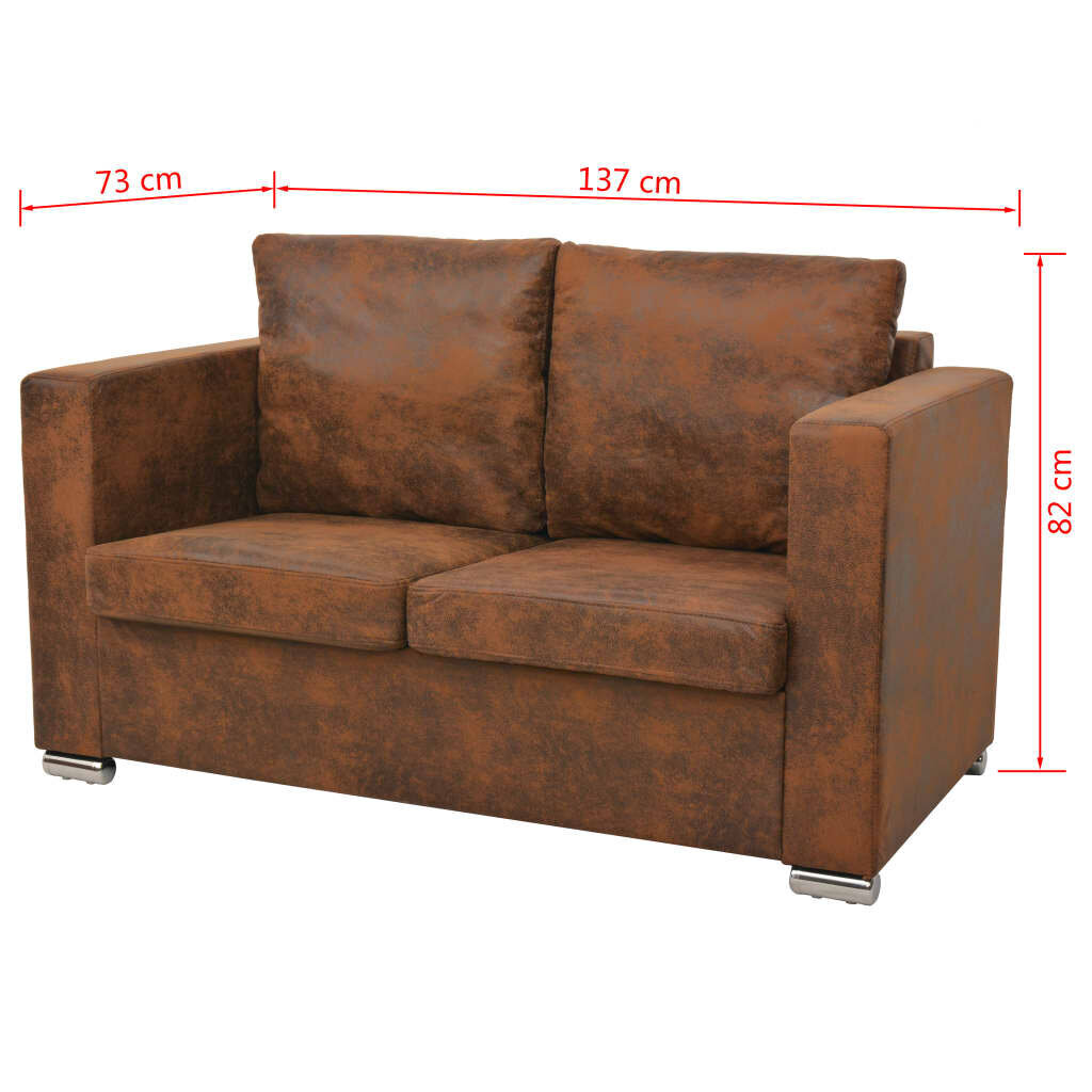 Dvivietė sofa, 137x73x82cm, dirbtinė zomšos oda kaina ir informacija | Sofos | pigu.lt