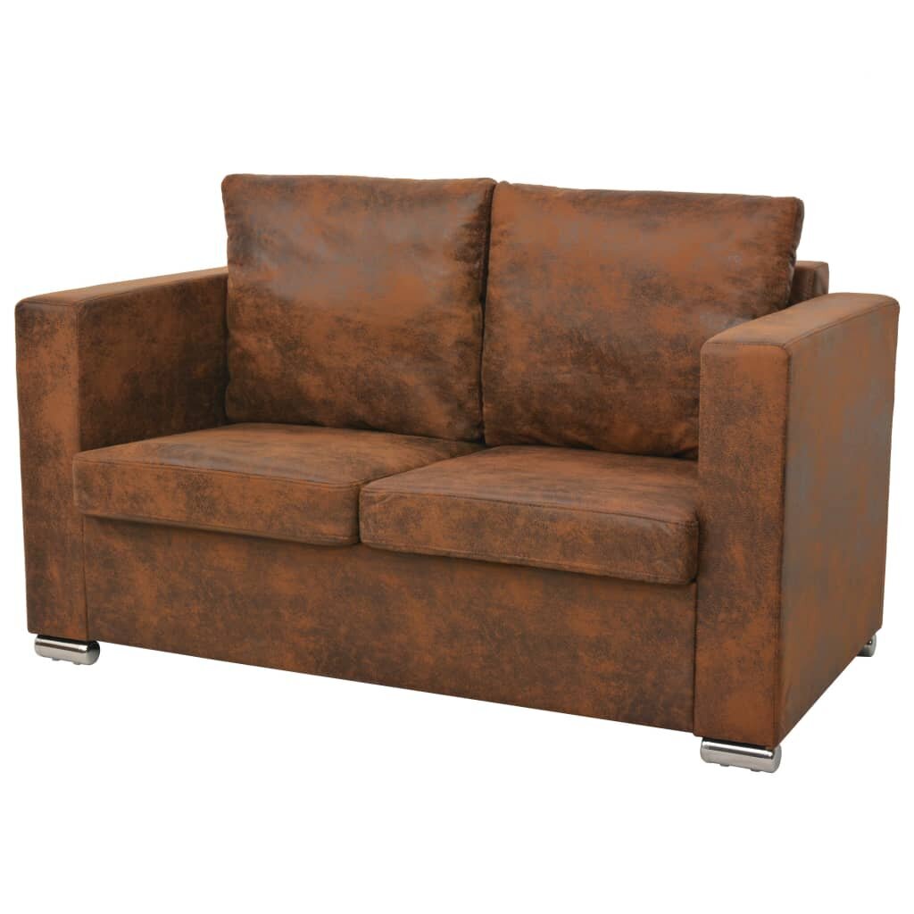 Dvivietė sofa, 137x73x82cm, dirbtinė zomšos oda цена и информация | Sofos | pigu.lt