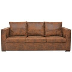 Trivietė sofa, 191x73x82cm, ruda kaina ir informacija | Sofos | pigu.lt