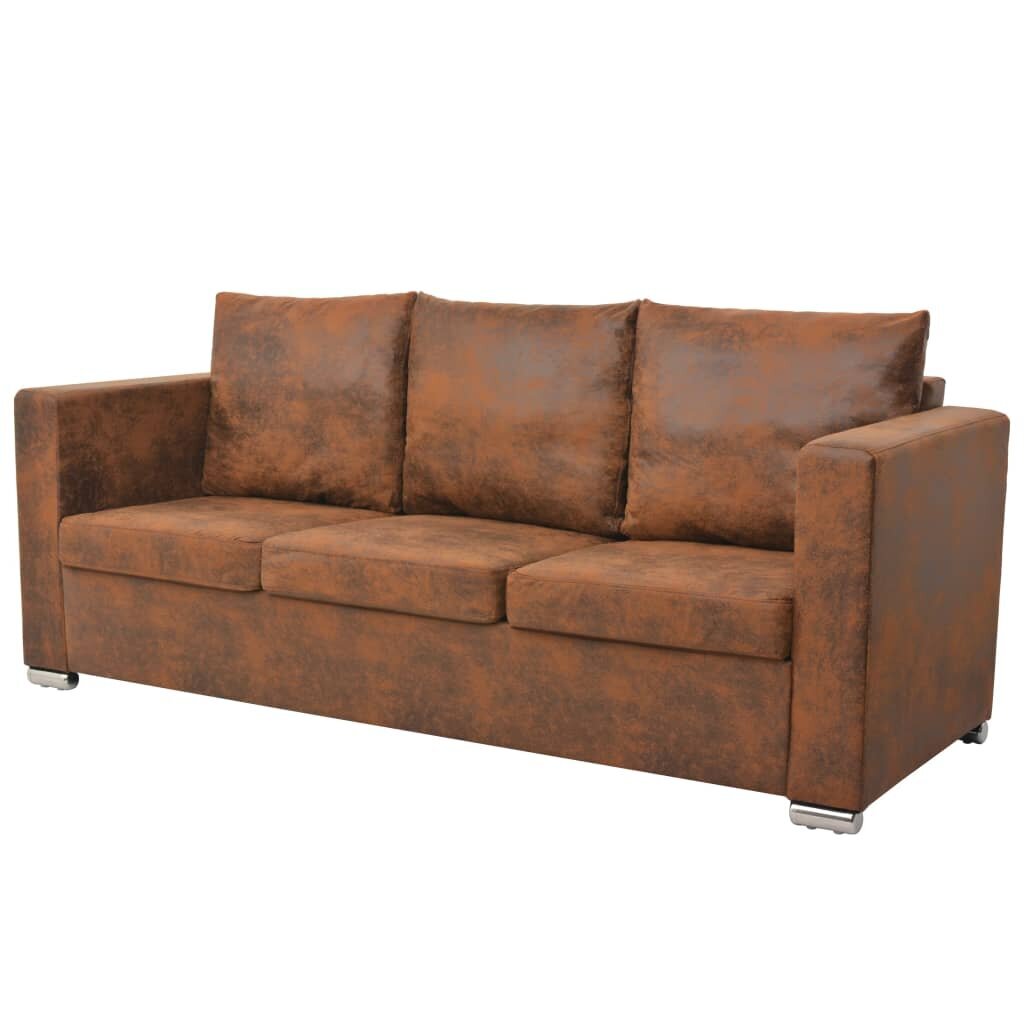 Trivietė sofa, 191x73x82cm, ruda цена и информация | Sofos | pigu.lt