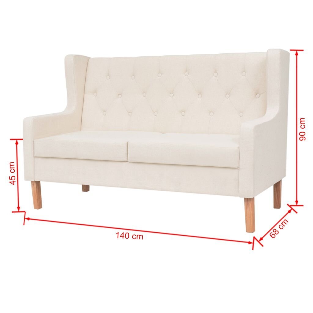 Dvivietė sofa, audinys, kreminė balta spalva цена и информация | Sofos | pigu.lt