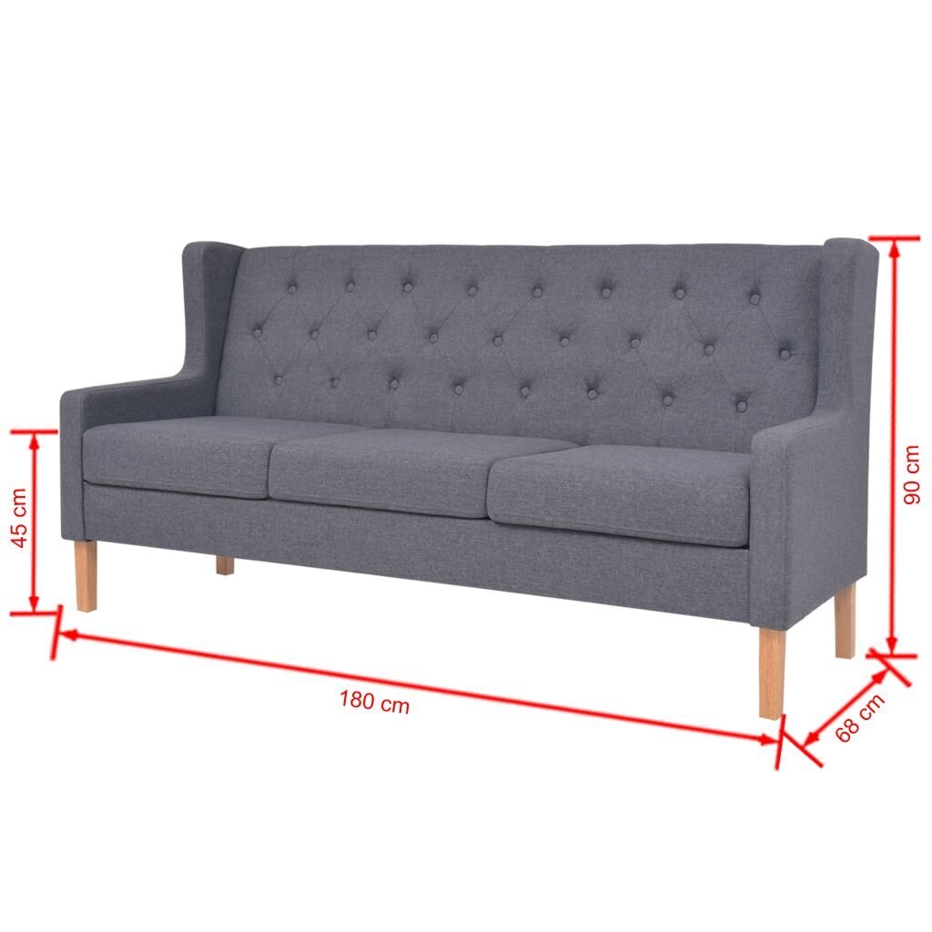 Trivietė sofa, pilka kaina ir informacija | Sofos | pigu.lt