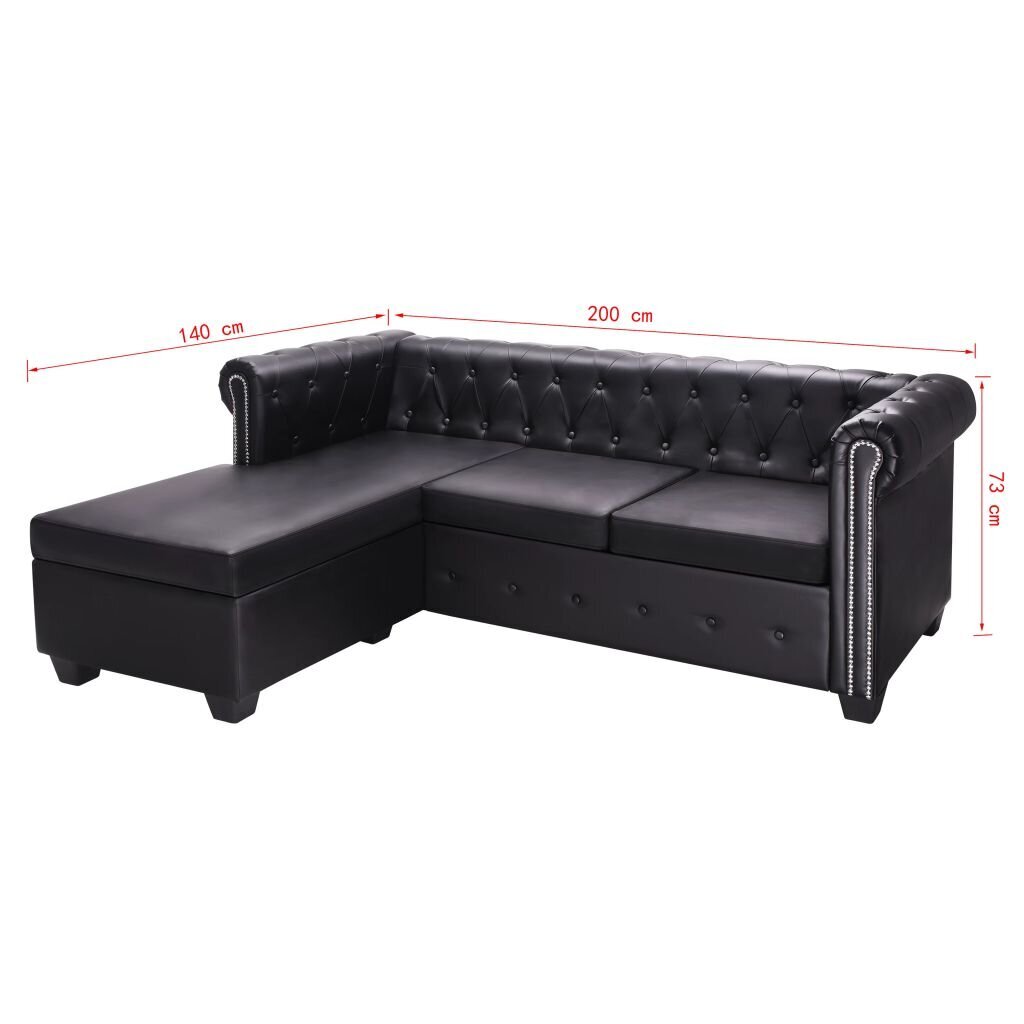 Sofa Chesterfield, juoda kaina ir informacija | Sofos | pigu.lt