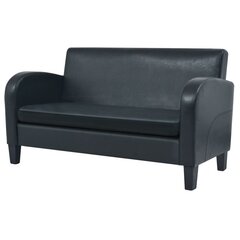 Dvivietė sofa, dirbtinė oda, juoda kaina ir informacija | Sofos | pigu.lt